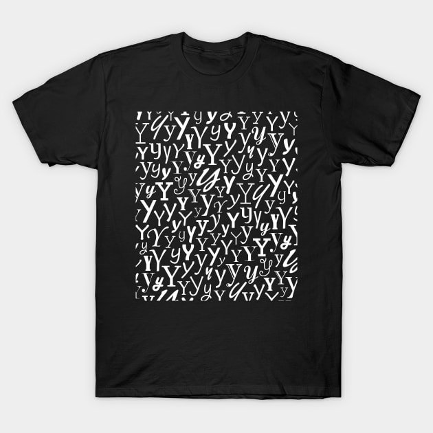 Y - Typography (White) T-Shirt by gillianembers